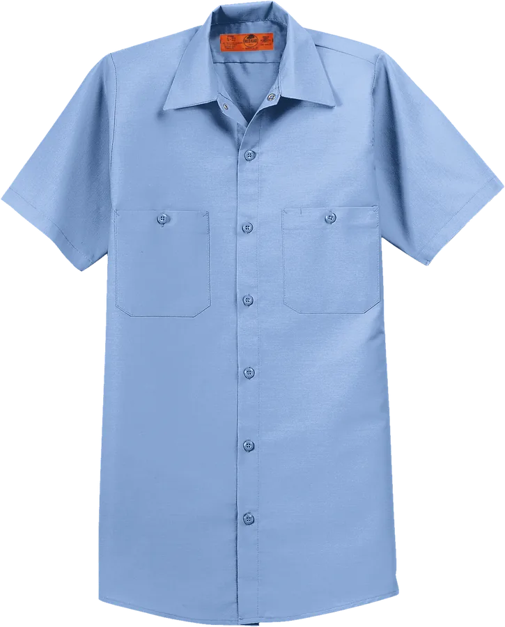 Short-sleeve work shirt, light blue.