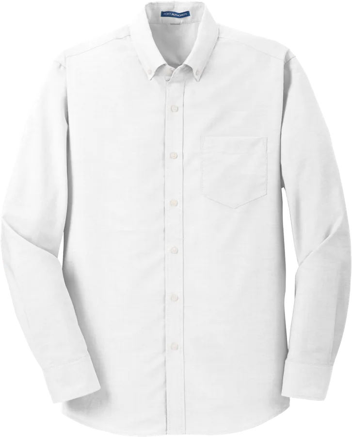 Long-sleeve Oxford, white.