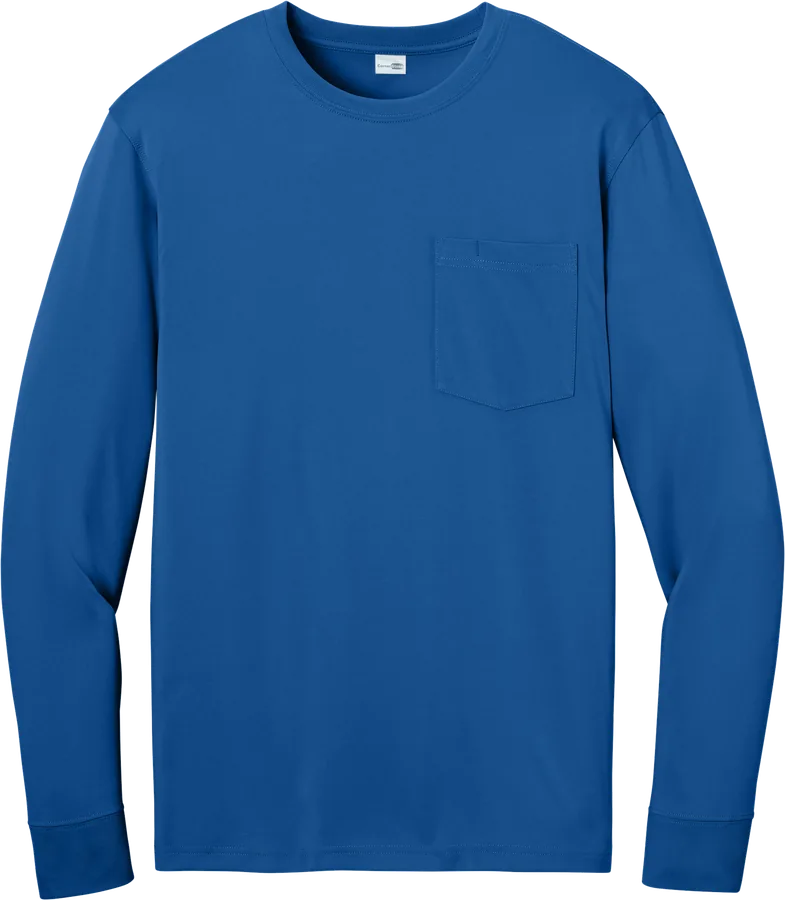 Long-sleeve pocket tee, royal blue.