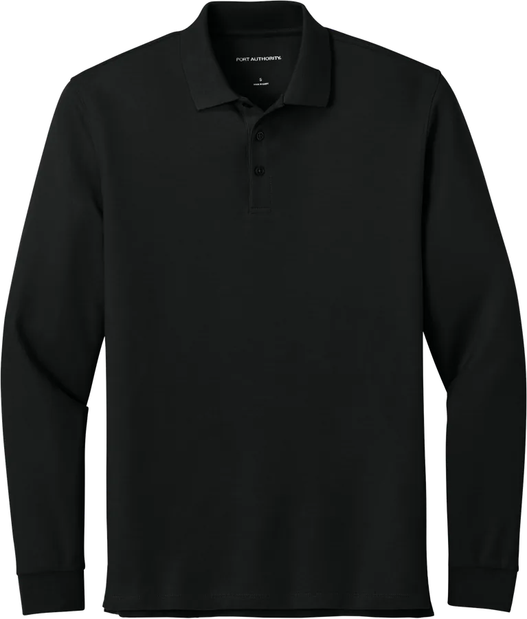 Long-sleeve polo, black.