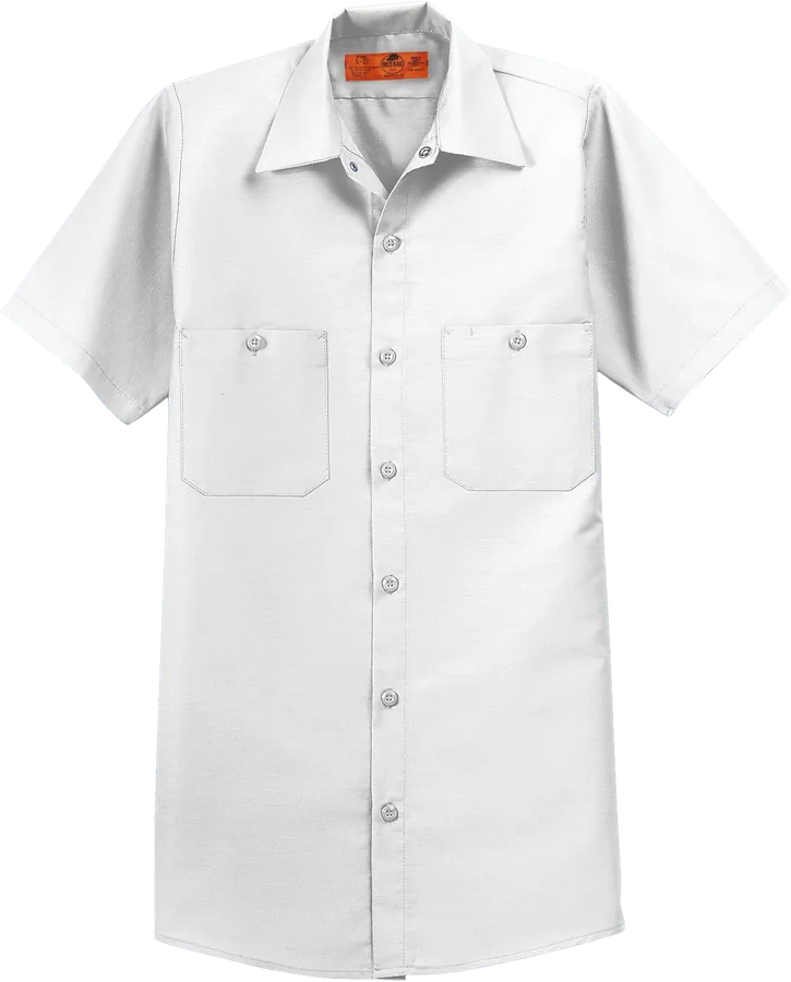 Short-sleeve work shirt, white.