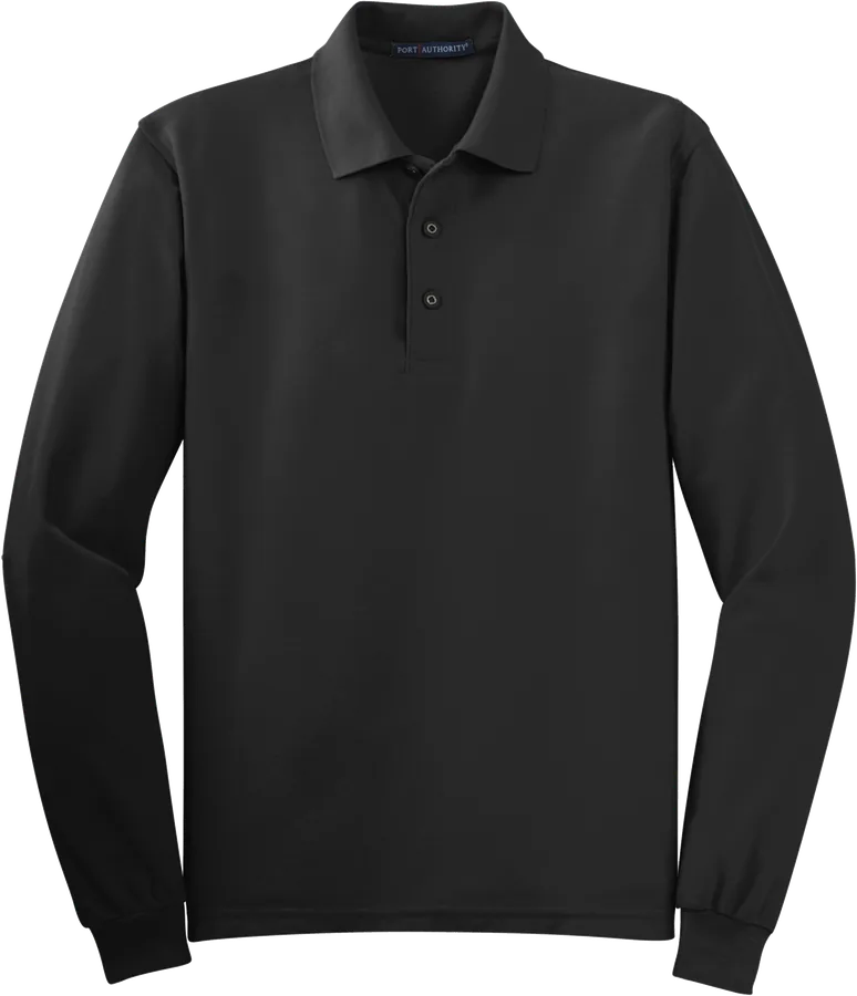 Long-sleeve polo, black.