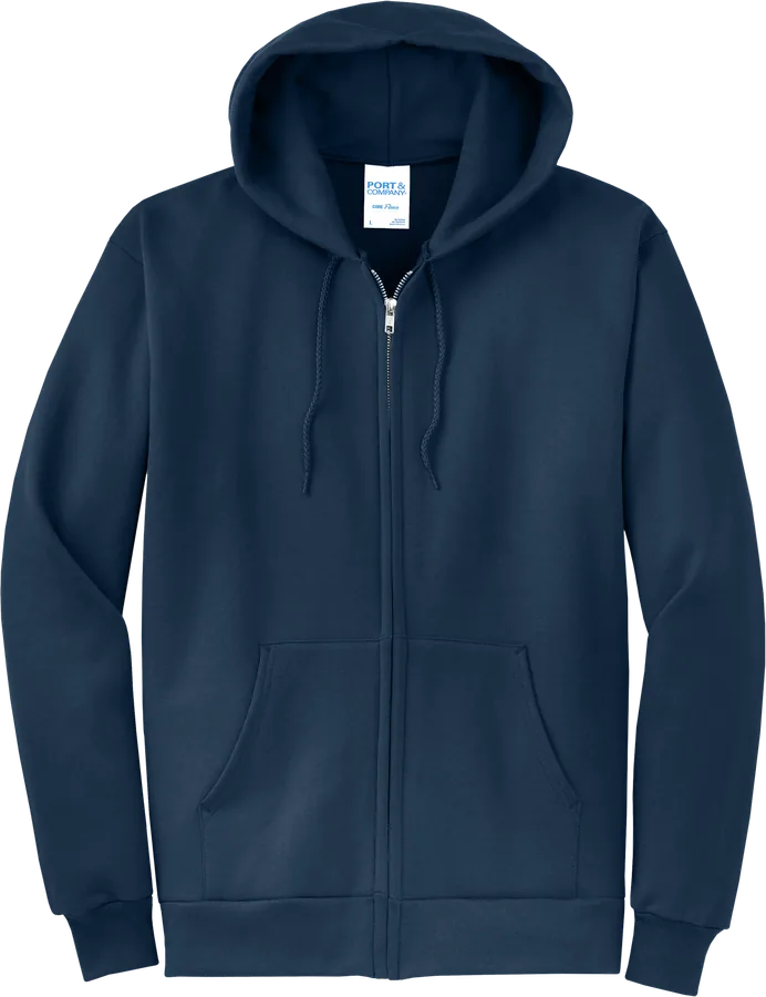 Full-zip hooded sweatshirt, navy.