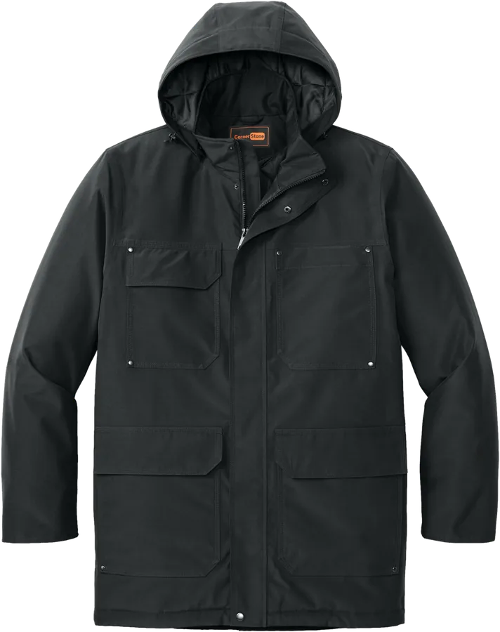 Insulated parka, black.
