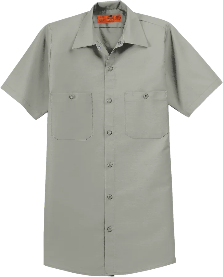 Short-sleeve work shirt, light grey.