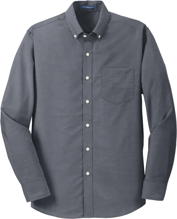Long-sleeve Oxford, black.