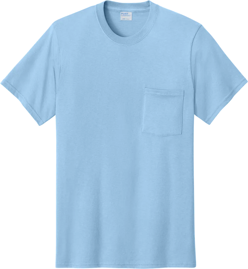 Pocket tee, light blue.