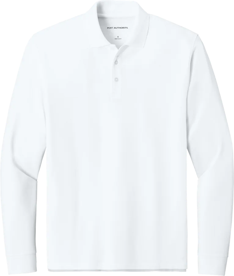 Long-sleeve polo, white.