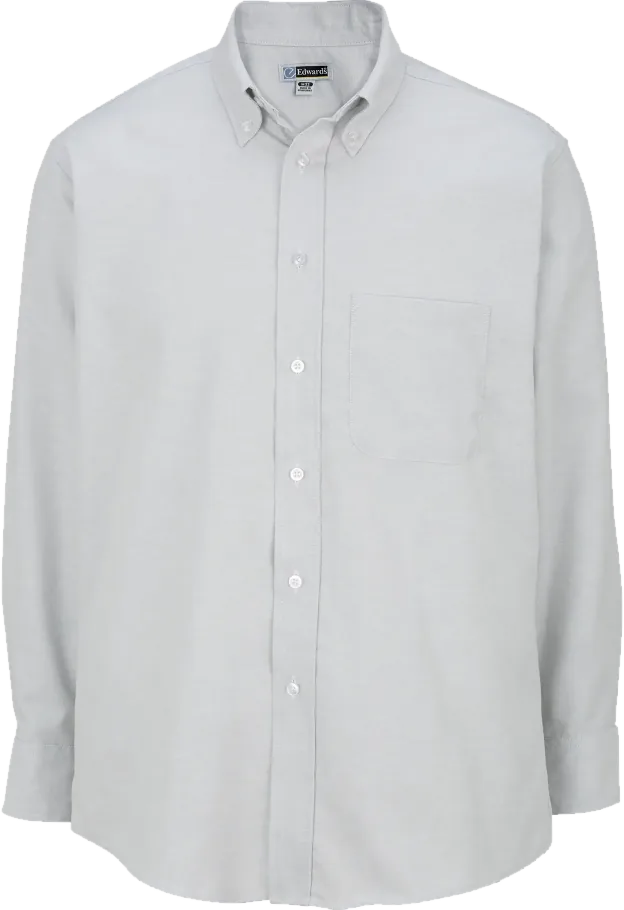Long-sleeve Oxford, light grey.