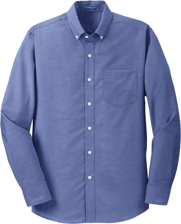 Long-sleeve Oxford, navy.