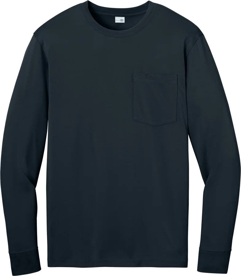 Long-sleeve pocket tee, navy.