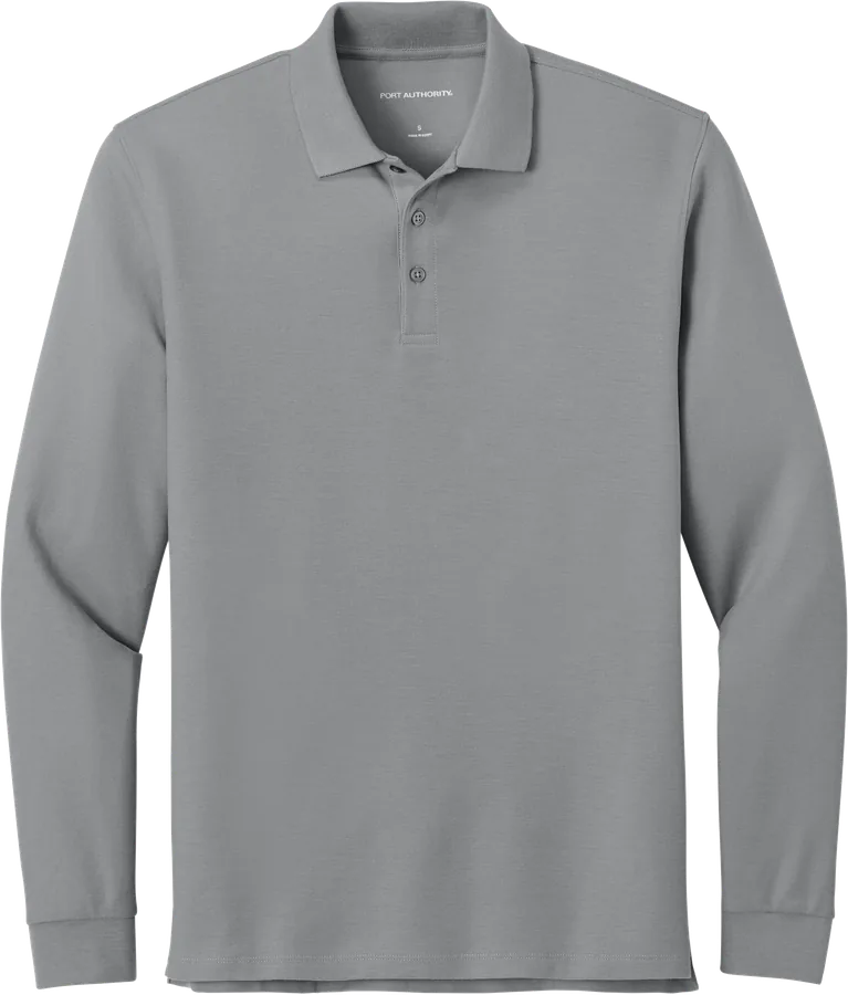 Long-sleeve polo, gusty grey.