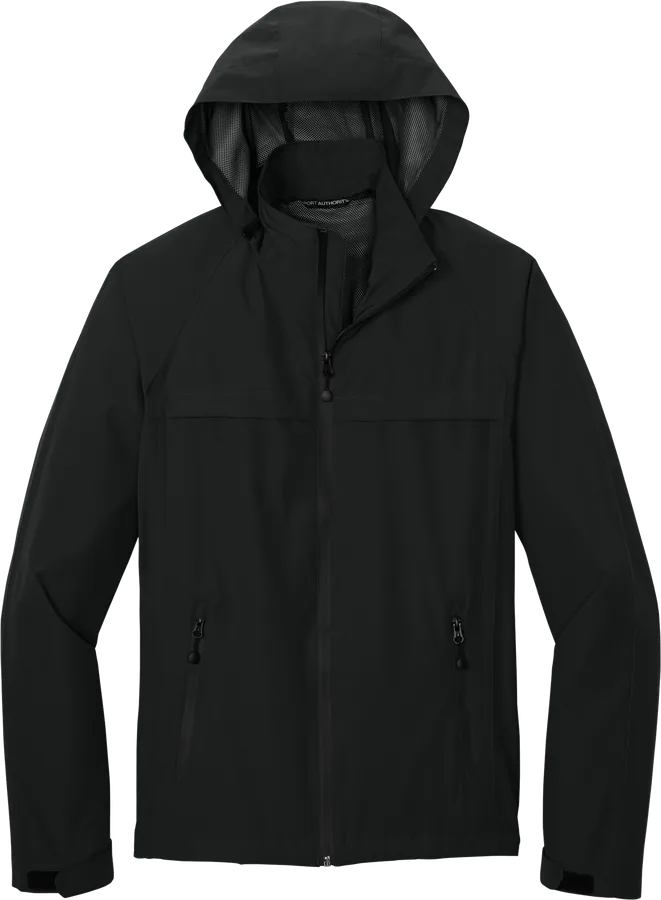 Waterproof rain jacket, black.