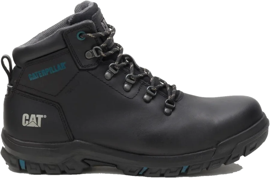 Women's waterproof steel toe boot, black.