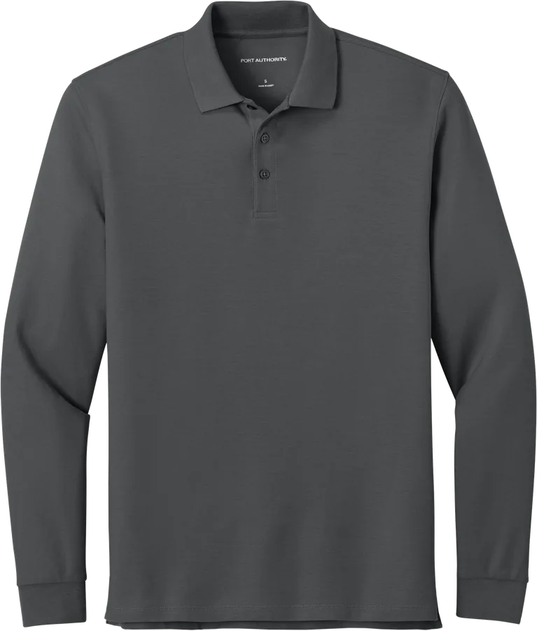 Long-sleeve polo, storm grey.